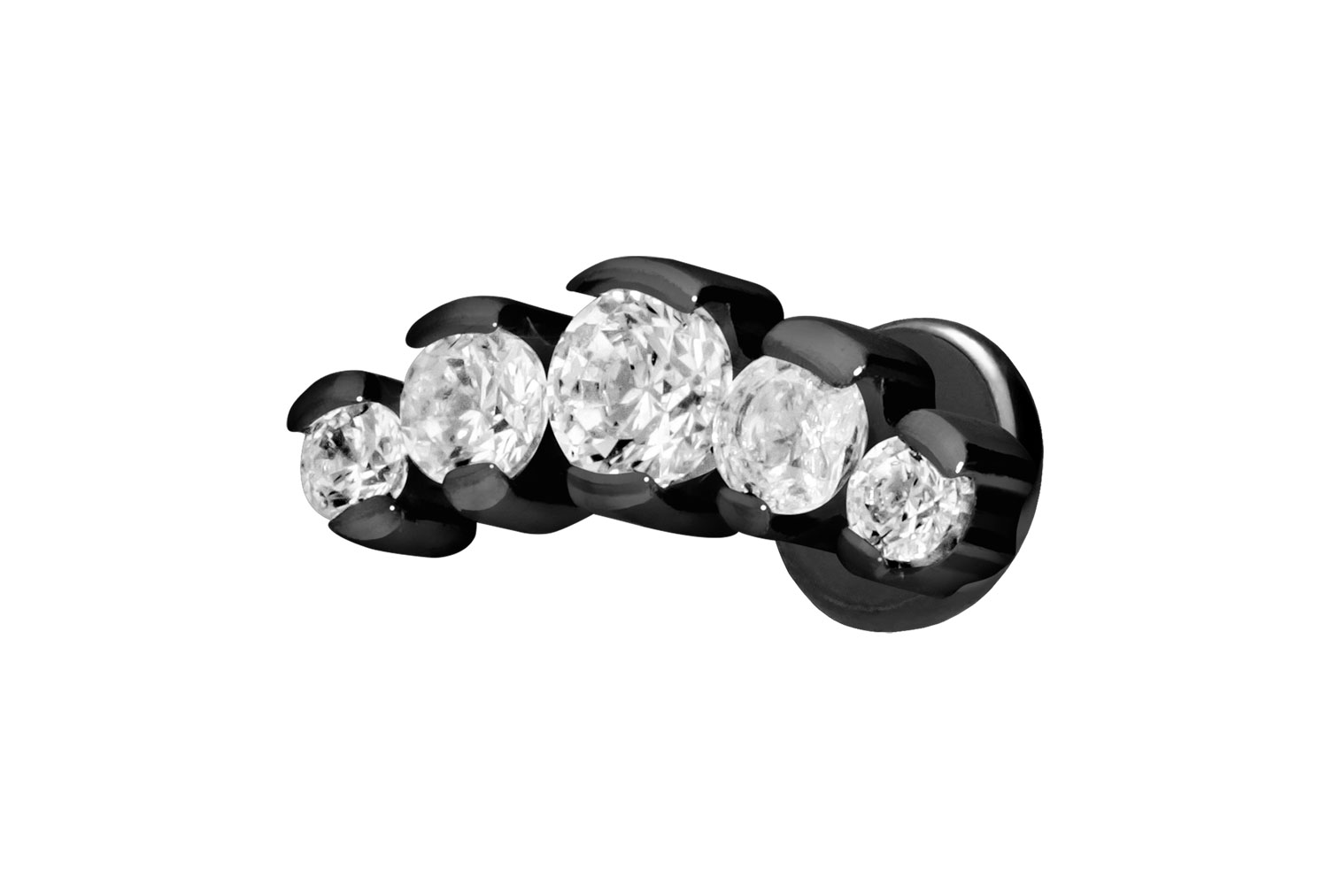 Titan Labret Piercing mit Push Fit 5 EINGEFASSTE KRISTALLE